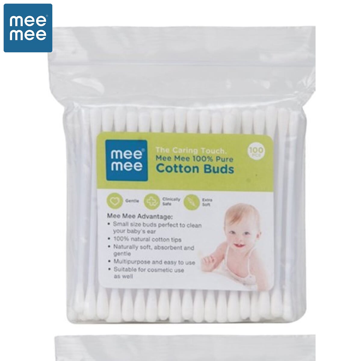 Mee Mee 100% Pure Ultra Thin Cotton Buds (White) (100 Pieces per